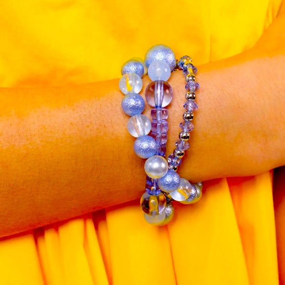 🩵💎🩵 “SHATTERED STACK” BLUE BRACELET❗️3 BRACELETS IN 1❗️🩵💎🩵 GORGEOUS❗️ - Picture 2 of 4